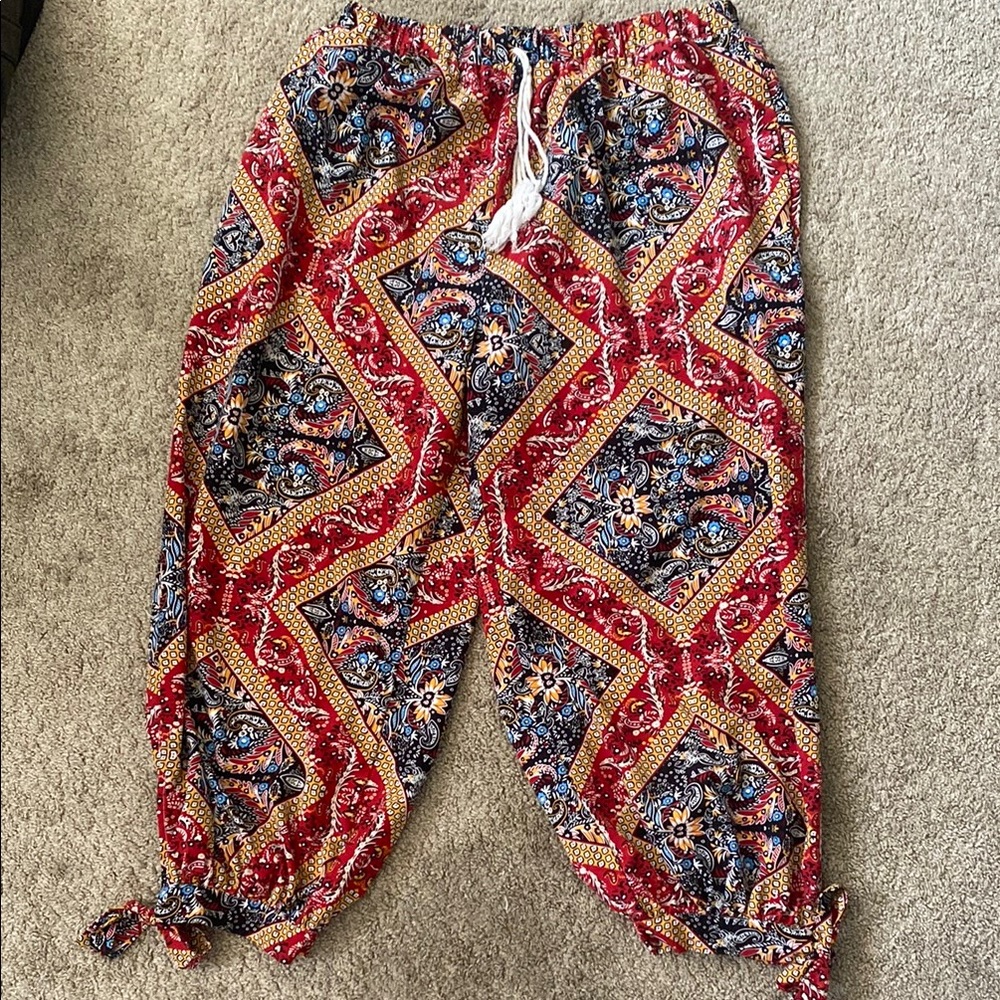 Bohemian Red and Blue Patterned Pants